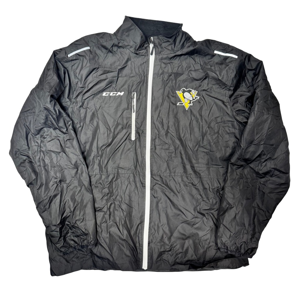 CCM Pittsburgh Penguins NHL Full Zip Windbreaker Jacket Black Mens XXL